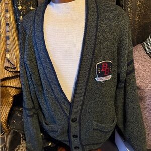 Bugle Boy Men's Dark Gray Cardigan with Logo